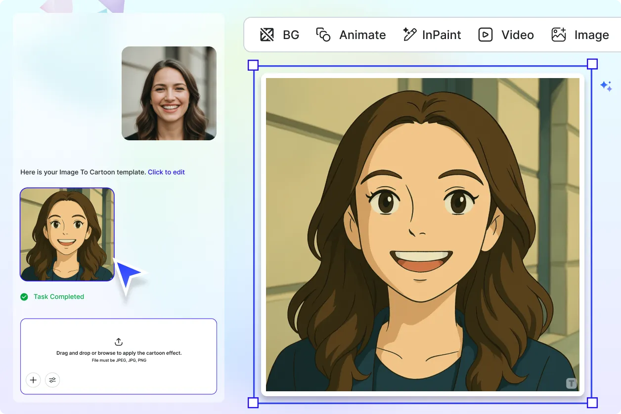 Free AI Image to Cartoon Generator, Turn photo to Cartoon Online [ No Signup ]